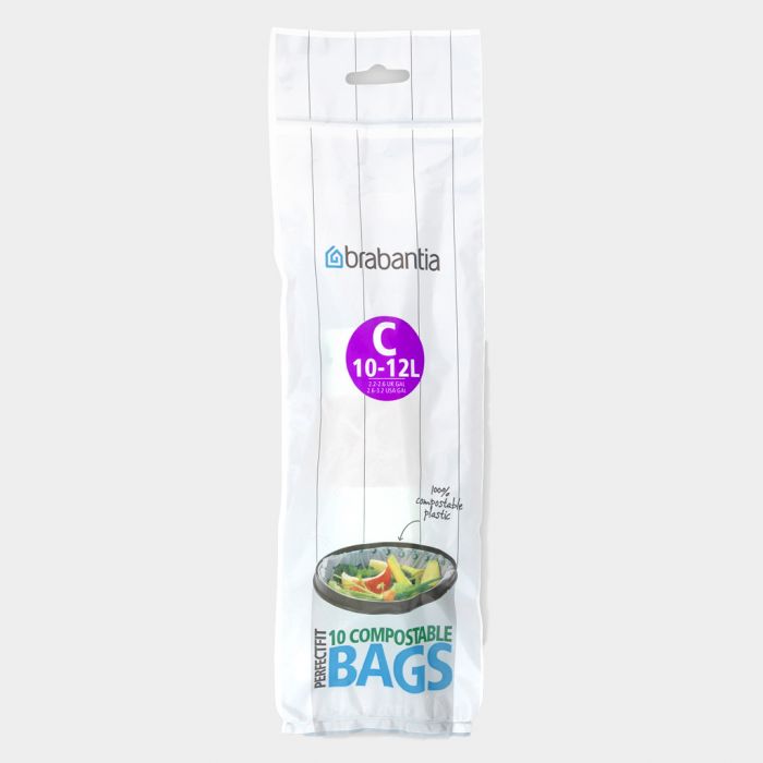 Compostable Drawstring Bags, 2.6-3.2 Gallon, 10-12 Liter