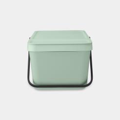 Brabantia Sort & Go - Cubo de basura de cocina (6.6 galones / verde abeto)  apilable con asa y tapa extraíble, fácil de limpiar, bolsas PerfectFit