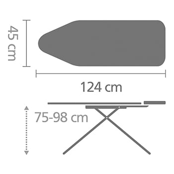 Table à Repasser C, 124x45 cm, repose-fer modulable, SteamControl - Aq