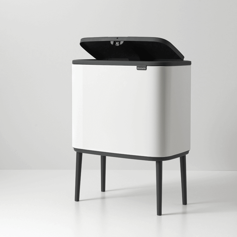 Bo Soft Touch Bin with legs from Brabantia for easy waste sorting. Available in black, white and lots of other colours.