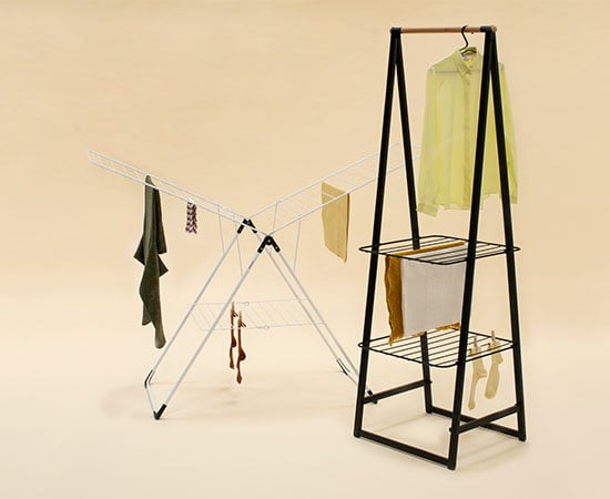 Brabantia drying racks in a light design. Available in black and white. 