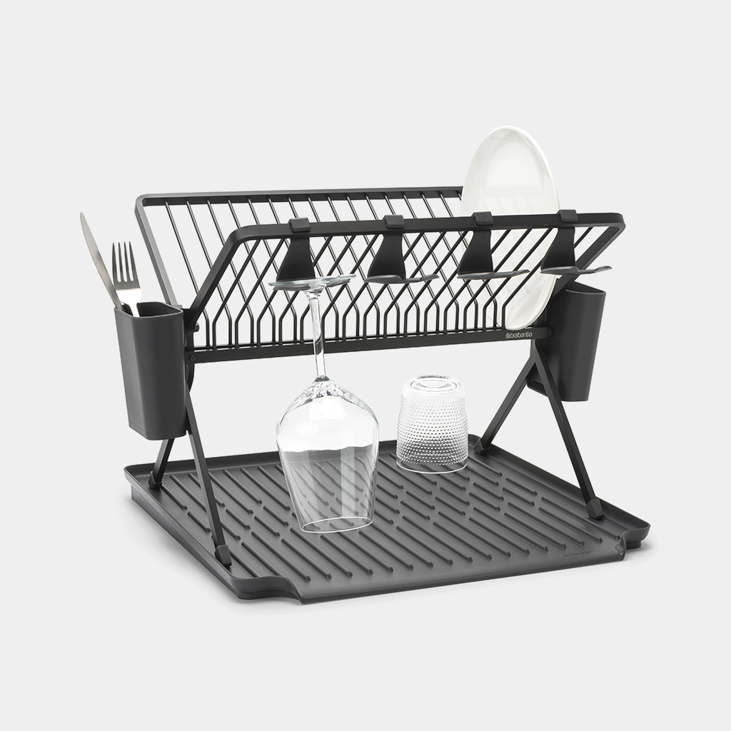SinkSide Foldable Dish Drying Rack, Large Dark Grey Brabantia