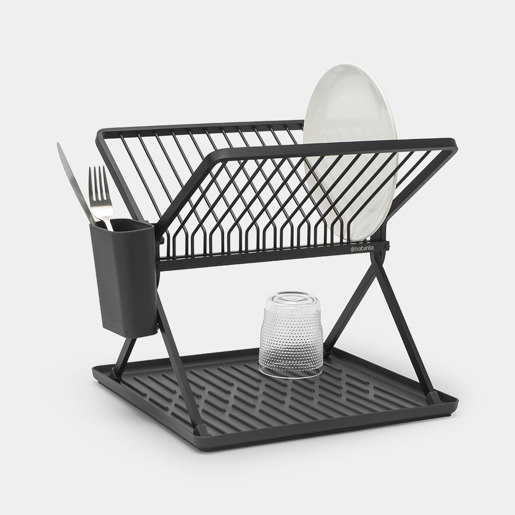 SinkSide Foldable Dish Drying Rack Dark Grey Brabantia