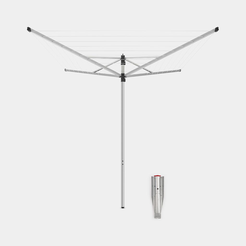 Rotary Lift O Matic 40 Metre With Ground Spike O 45mm Splitpole Metallic Grey Brabantia