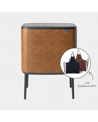 Bo Touch Bin 11 + 23 litros, con un delantal Dutchdeluxes gratis (precio de venta = 79,95 €) - Cognac Vegan Leather