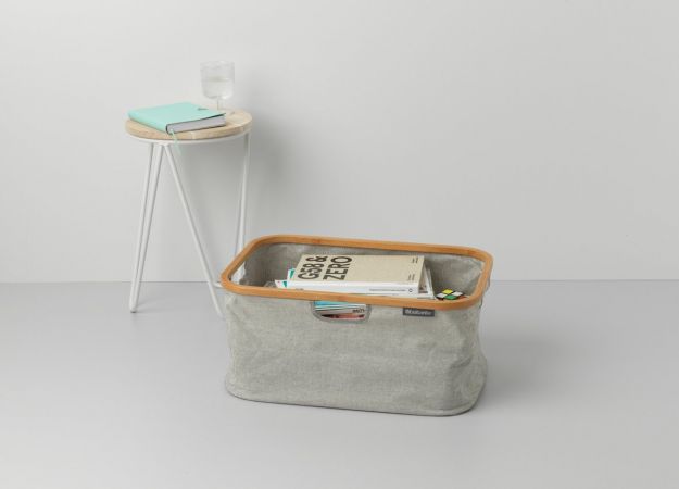 gris OTraki Cesta plegable para la colada cesta de almacenamiento de lino y algodón plegable soporte para ropa sucia Eco plegable 31,7 x 25,4 x 50,8 cm cesta XL para la colada con asa de aluminio