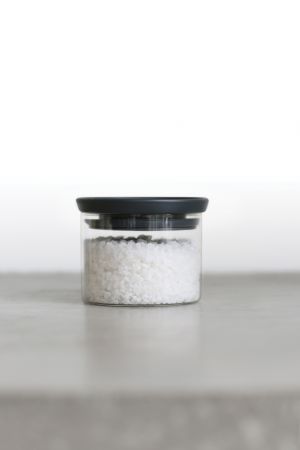 0.3 L Brabantia 122422 Tasty+ Square Canister / Storage Jar Dark Grey & 298301 Stackable Glass Jar Set of 4 