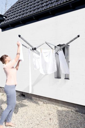 Silver 24 m Brabantia WallFix Retractable Washing Line with Fabric Cover 
