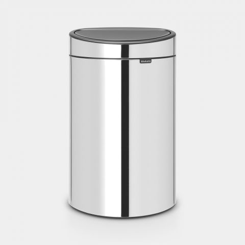 Brabantia Recycling Touch Bin with Plastic Buckets 10 L and 23 L Brilliant Steel 