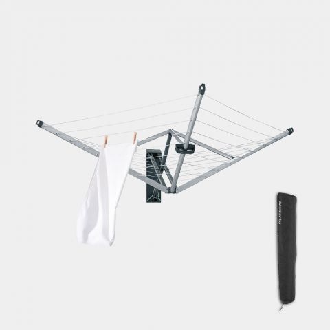 24 m Brabantia WallFix Retractable Washing Line with Fabric Cover Silver 