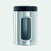 3 Pieces Coffee and Sugar Canisters Brabantia Tea Brilliant Steel Black Lid 1.4 L 