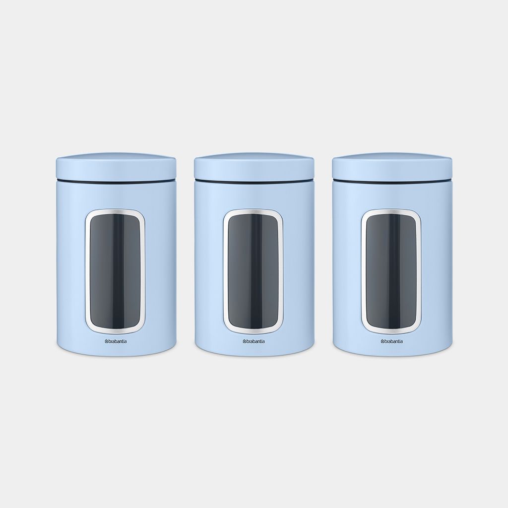 Window Canisters Set of 3, 1.4 litre - Dreamy Blue