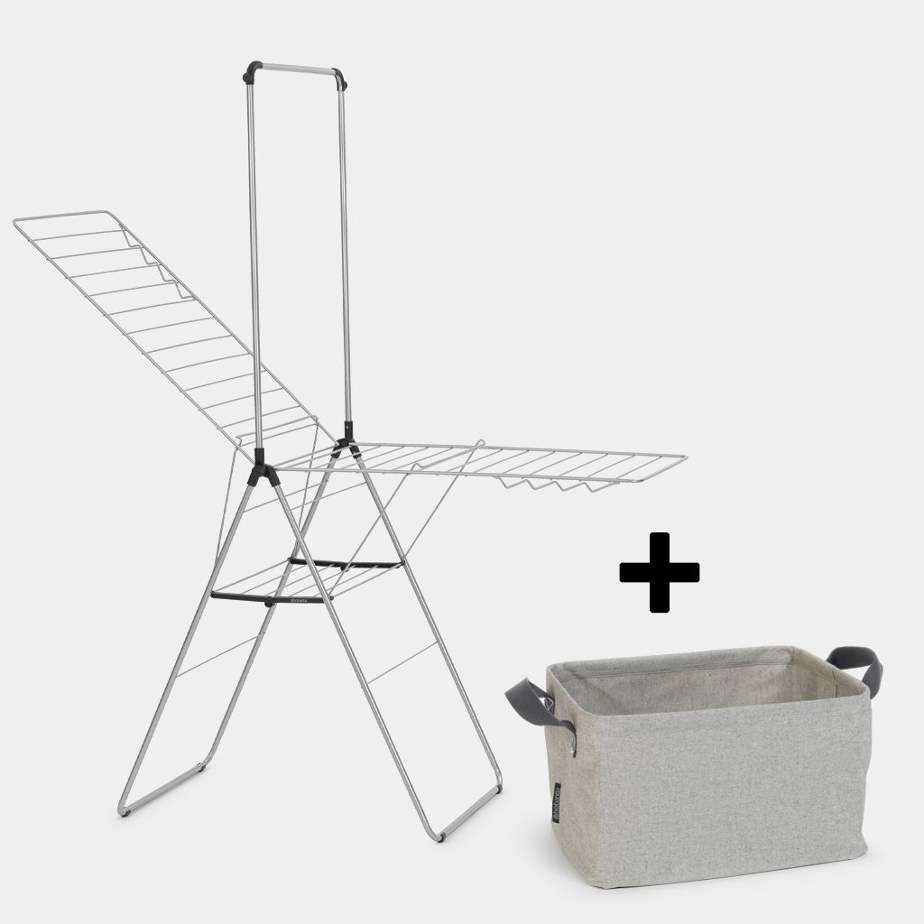 HangOn Drying Rack + Laundry Basket 25 metres with rod - Metallic Grey