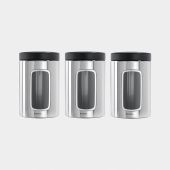 Window Canisters Set of 3, 1.4 litre - Brilliant Steel