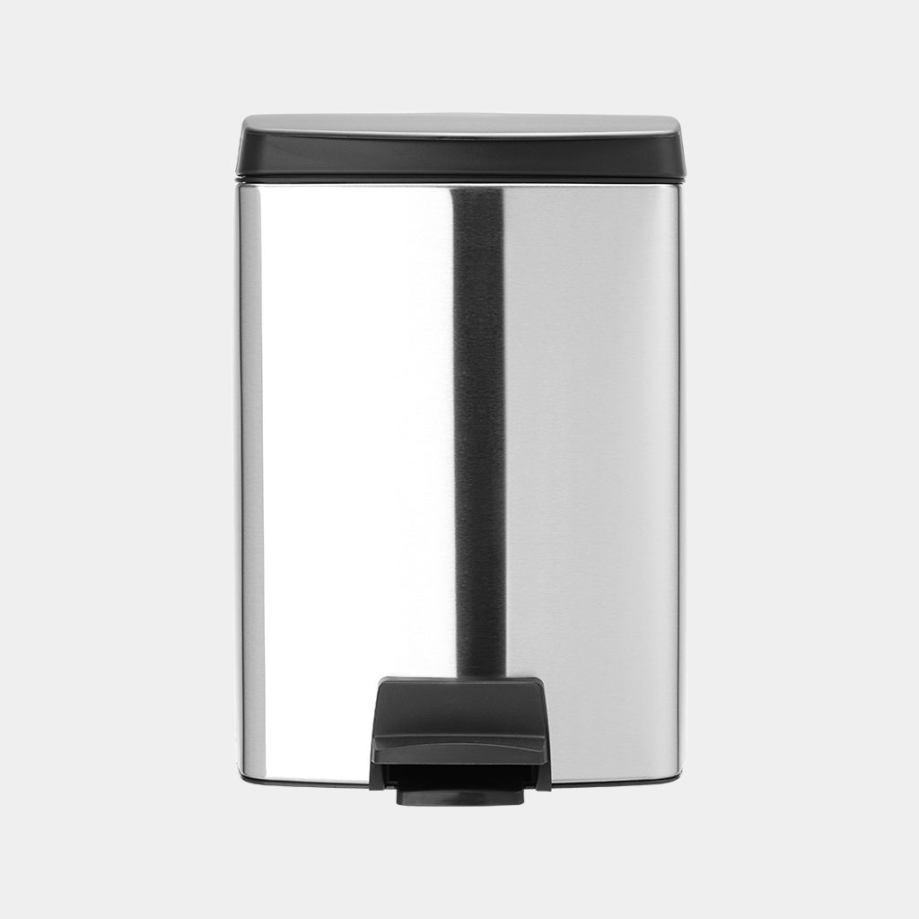 Pedaalemmer Silent, 10 liter, rechthoekig, met kunststof binnenemmer - Matt Steel