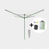 Rotary clothesline set Incl. protective cover & clothespins + bag