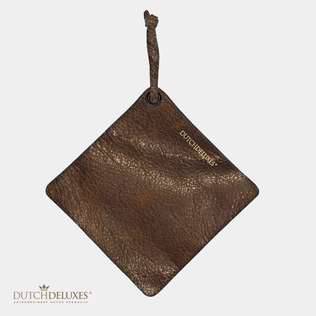 Potholder, Leather, 20x20cm Vintage Brown