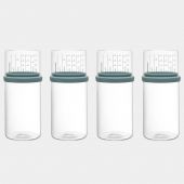 Storage Jar with Measuring Cup Set of 4, 1 litre, Glass - Mint