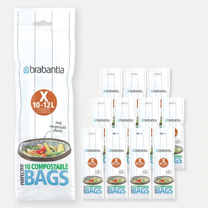 PerfectFit Compostable Food Caddy/Bin Bags 40xBrabantia 10-12 Litre–Code X 