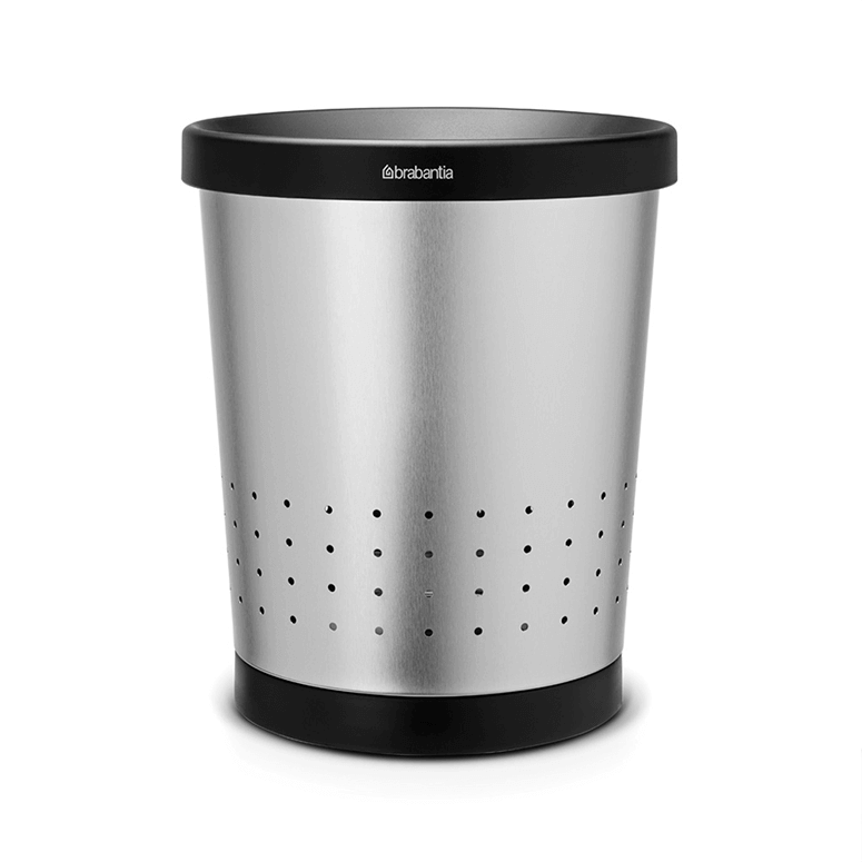 Steel waste paper bin from Brabantia. No lid for quick waste disposal. 