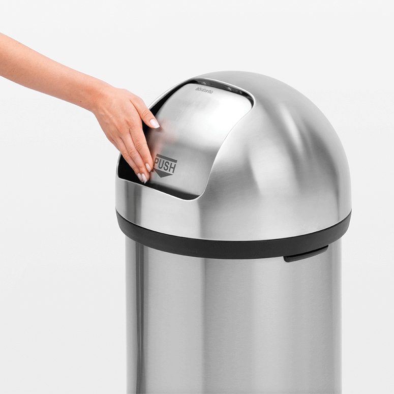 Push Bin from Brabantia for quick waste disposal. Available in steel. 