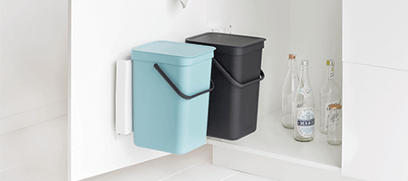 Sort & Go built-in bin from Brabantia available in turquoise and black. 